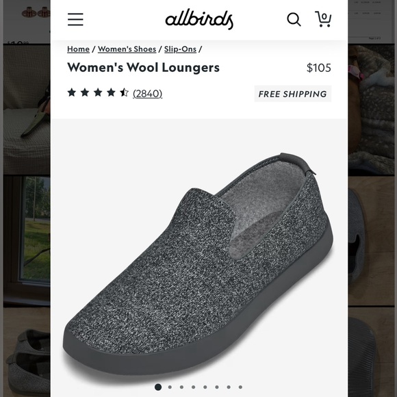Allbirds women’s wool loungers size 8, gray shoe and sole - Picture 3 of 5